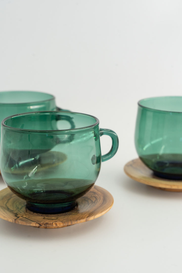 Tea Cups with Olivewood Saucer
