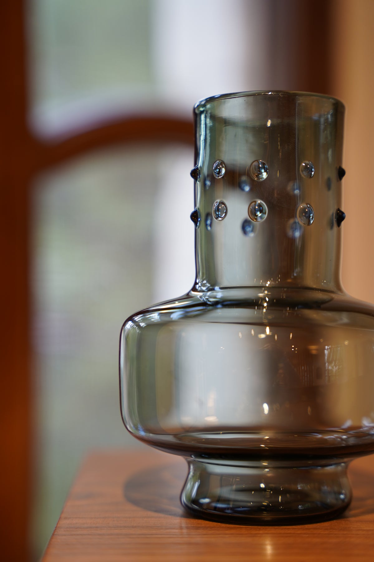 Hand-blown glass cylindrical vase