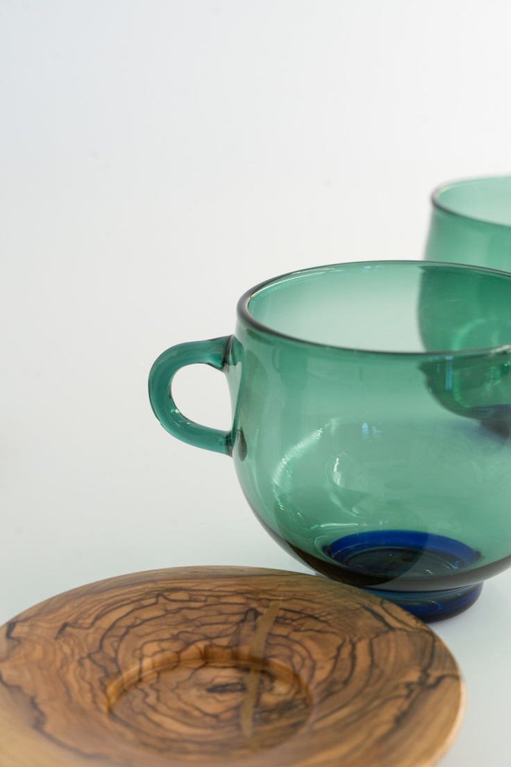 Tea Cups with Olivewood Saucer